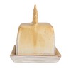 Bloomingville Stoneware Butter Dish with Scalloped Handle, Caramel