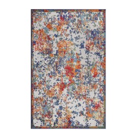 Superior Indoor Outdoor Area Rug, Perfect for Patio, Bedroom, Kitchen, Living Room, Entryway, Playroom, Nursery, Carpet Cover, Abstract Splatter Modern, Kalina Collection, 6' x 8' 10", Cream