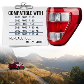 Tail Light Assembly Compatible with Ford F150 XL XLT 2021 2022 2023, F150 Halogen W/o Blind Spot Taillight W/o Bulb & Harness, Right Passenger Side, OEM: ML3Z13404F