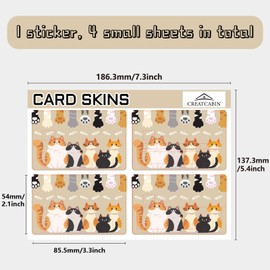 CREATCABIN Cat Credit Card Skins Cat Paw Debit Card Skin Sticker Covering Personalizing Bank Card Protecting Decals Waterproof Removable No Bubble Slim for Transportation Key Card 7.3x5.4Inch
