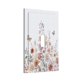 Wpshijia Light Switch Cover Plate Rustic Wildflowers Watercolor Floral Butterfly 1 Gang Switch Plate Covers Single Toggle Wall Plates Decorative Electrical Faceplate for Bathroom Bedroom Decor
