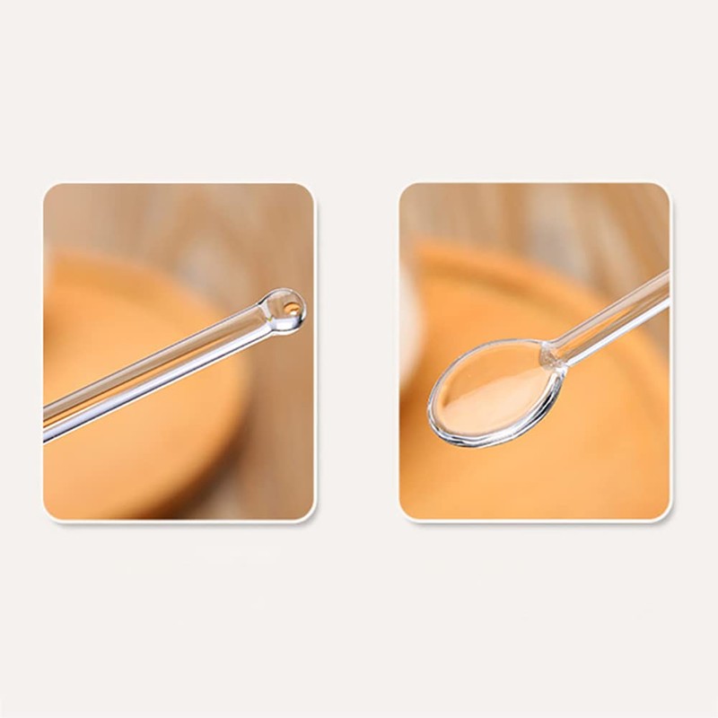 GSHLLO 2 Pcs Clear Glass Spoons Tea Stirring Spoon Coffee