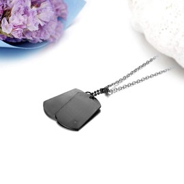 Cupimatch Men's Necklace Dog Tag: Men's Pendant Stainless Steel Dog Tag Military Army Style Chain for Men, Stainless Steel