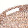 Round Rattan Serving Tray Decorative Woven Ottoman Trays with Handles