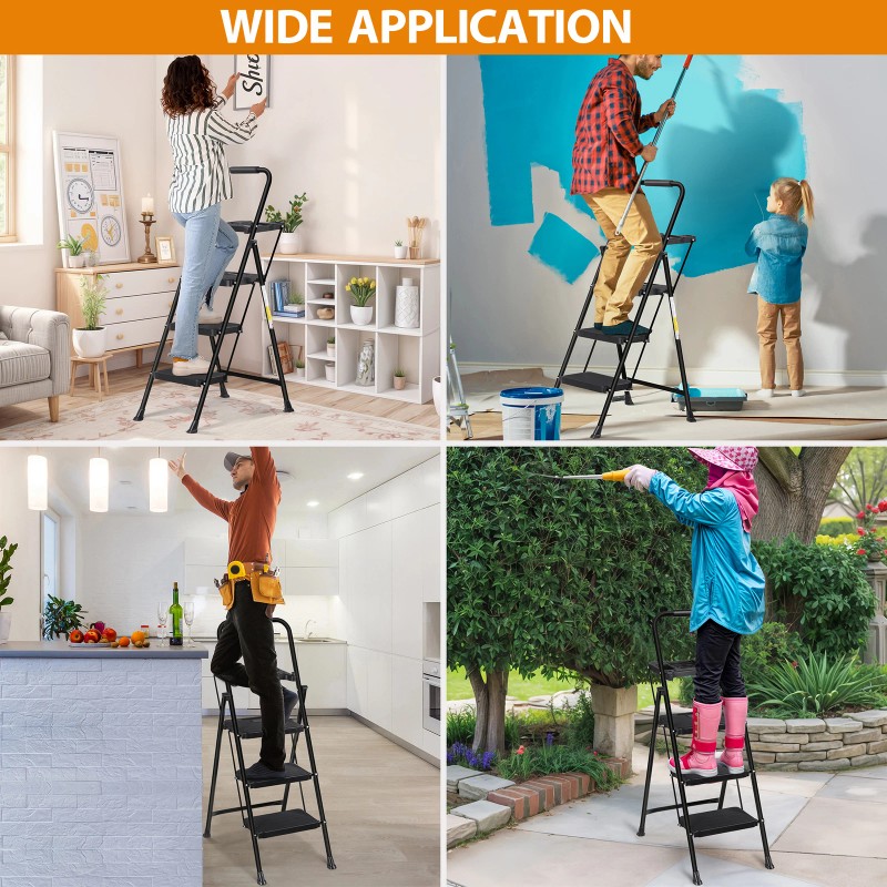 SEGAWE 3 Step Ladders Folding Step Stool Anti-Slip Pedals Compact