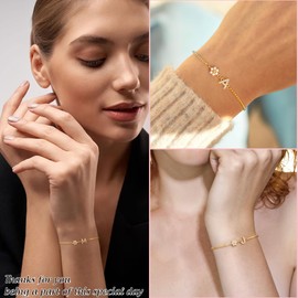 DONYUDE Gifts for Friends Female, Bridesmaid Jewelry Bracelets for Women Trendy 14k Gold Bracelets for Women with Initial V Friend Gifts for Women
