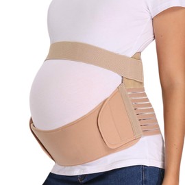 CROSS1946 Maternity Belt,Pregnancy Support,Abdomen Support Belly Band for Reducing Back/Waist Discomfort,Hip discomfort,Fully Adjustable and Comfortable,Beige,X-Large Size