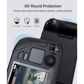 Syntech Protective Case Compatible with Steam Deck Accessories Console OLED/LCD, All-Round Protection with Non-Slip Thumb Grips, Silicone Cover for Enhanced Fit and Alignment-Black