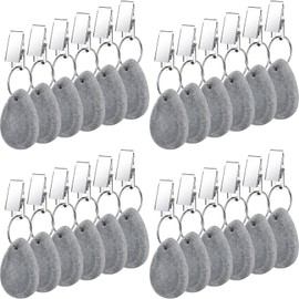 Remagr 24 Pieces Tablecloth Weights Teardrop Shape Pendant Stones with Metal Clips Marble Teardrop Table Cover Weights Table Cloth Weights Hangers for Outdoor, Picnic Family Party(Light Gray)