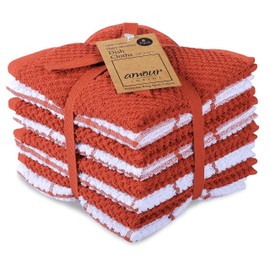 AMOUR INFINI - Paños de limpieza superabsorbentes - Juego de 8 paños de cocina - Paños de cocina para lavar platos de secado (12 x 12 pulgadas, óxido)