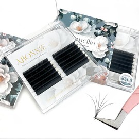 ABONNIE Cashmere Camellia Volume Eyelash Extension Multi-length Fans Premium Matte Individual Lashes Natural Soft Lash Extensions (0.07-D, Mix 11-13-15)