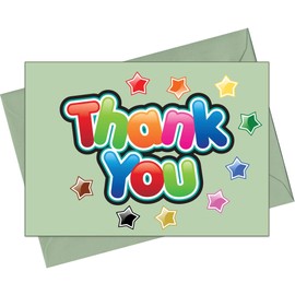 Eco-Friendly, Recycled Thank You Note Cards - 20 Simple Colourful Thank You Notes with Matching Green Recycled Envelopes