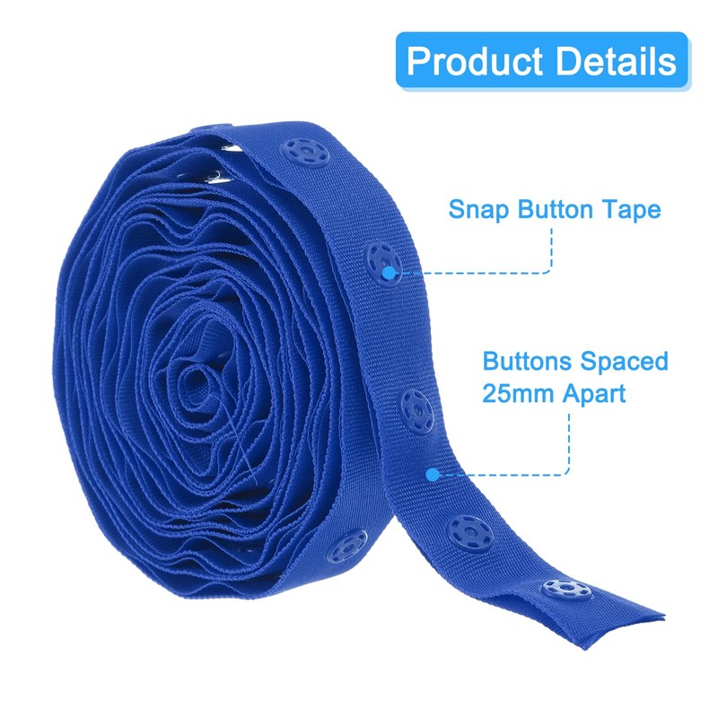 sourcing map 2 Yard Snap Button Tape for Sewing, Cotton