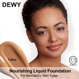 Full Coverage Foundation, FV Liquid Foundation with Concealer, Long-Lasting, Moisturising Concealer for Dry Skin, Normal Skin Make-up, Vegan Formula, Nourishing Toffee