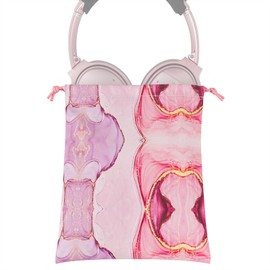 Geekria NOVA Headphone Carrying Bag/Universal Headset Protection Pouch/Portable Travel Bag/Soft Headphones Travel Bag (Pink Marble PU)