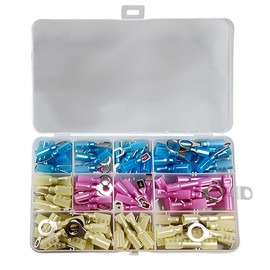 DUSCOKE 120PCS Heat Shrink Wire Connectors Kit - Marine Crimp Connector Assortment Automotive Electrical Terminals Kit - Waterproof Insulated Ring Fork Hook Spade Butt Splices Set (120PCS)