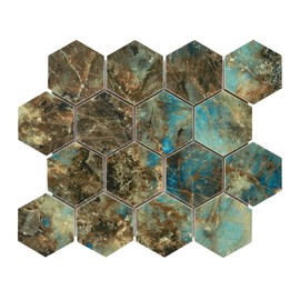 Tenedos HTC163 Green Emerald Hexagon Porcelain Mosaic Tile – Vibrant Green Glazed Surface for Bathroom, Shower Wall, Backsplash & Accent Floor (1 Sheet)