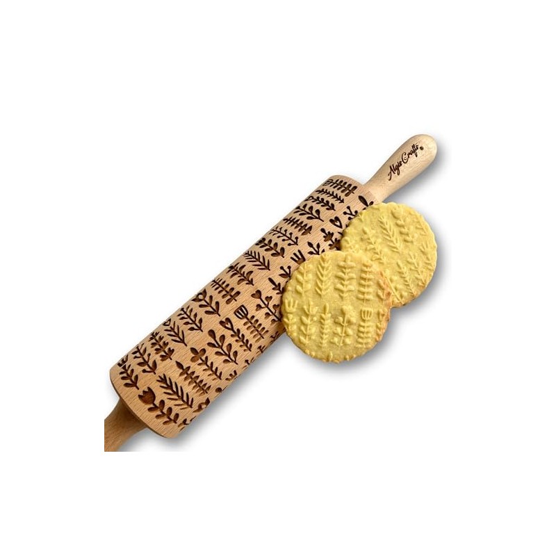 HERB PLANZEN Embossing Rolling Pin for Homemade Pastries Engraved Rolling