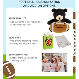 DolliBu Black Bear Stuffed Animal with Football Plush - Soft Huggable Bear, Playtime Plush Toy, Cute Wildlife Gift, Plush Doll Animal Toy for Kids and Adults with Name Personalization - 6 Inches