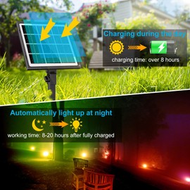 MEIHUA Solar Spot Lights Outdoor Color Changing, 4 in 1 Landscape Lighting RGB Spotlights with Remote Control, IP66 Waterproof Solar Lights Outdoor Garden for Pathway Yard Pool Tree