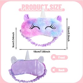 Annimal Eye Mask for Sleeping Plush Cartoon Unicorn for Adults Children, 3D Cute Eye Mask Unicorn Breathable Eyeshade Ideal for Travel Naps (Purple)