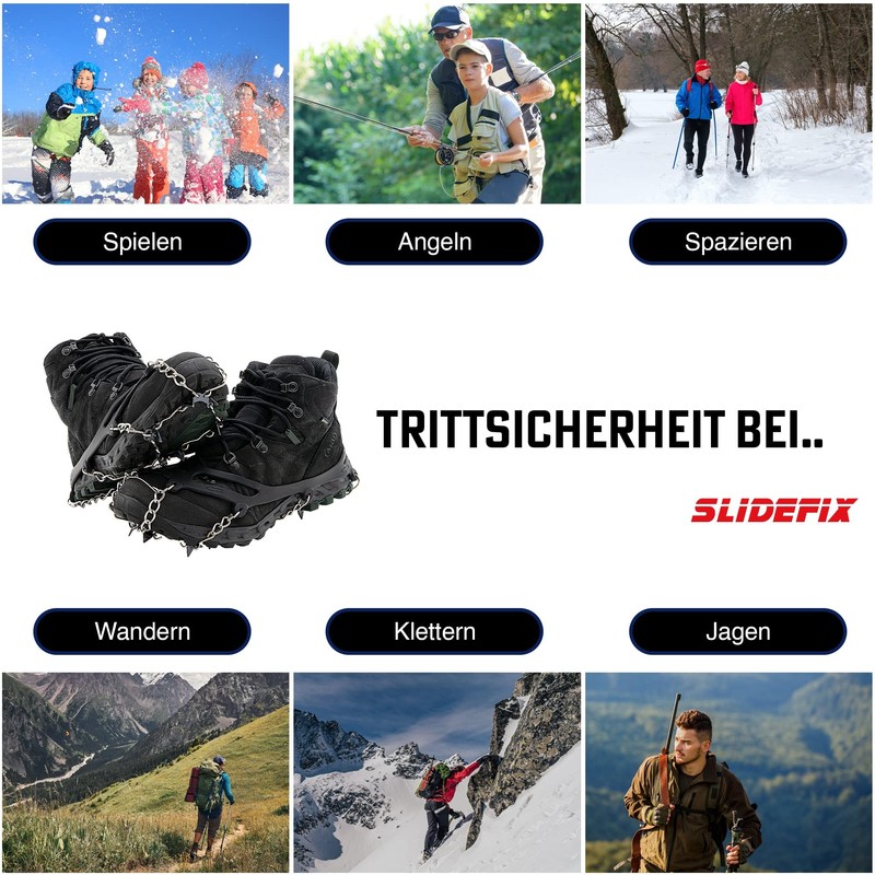 slidefix Shoe spikes anti-slip risk. Helps with snow and ice.
