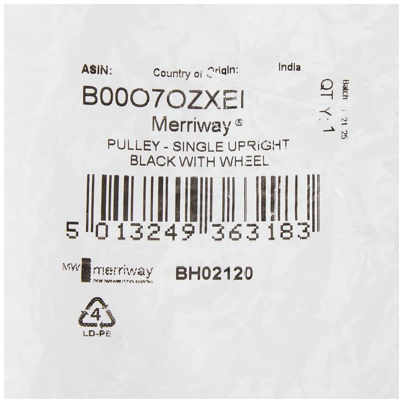 Merriway® BH02120 Single Upright Pulley with Wheel - Black