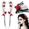 DIYCUT Set of 3 Gothic Hair Accessories - Red Rose