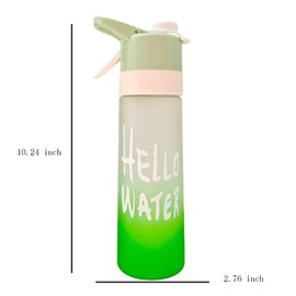 Tmeng Misting Water Bottle, 2 in 1 22 OZ Large Capacity,Wide Mouth Leak Proof,Workout Water Bottle,Used for Mountaineering,Gym,Cycling,and Sports Activities (green)