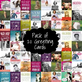 Pack of 20 Greeting Cards Birthday for Him for Her Funny Humour Envelopes Included Multi-pack, Multi1-Emo