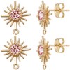 Beebeecraft 1 Box 10Pcs Sun Stud Earring Finding 18K Gold
