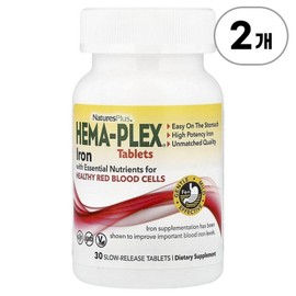 NaturesPlus Hema-Plex Iron with Essential Nutrients for Healthy Red Blood Cells NaturesPlus Hema-Plex Iron with Essential Nutrients, 2 units, 30 tablets / 네이처스플러스 헤마플렉스 아이언 위드 에센셜 뉴트리언츠 포 헬시 레드 블러드 셀스 NaturesPlus Hema-Plex Iron with Essential Nutrients, 2개, 30정