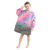 softan Glow in The Dark Blanket Hoodie for Kids, Super Warm and Cozy Plush Sherpa Flannel Wearable Hooded Blanket with Giant Pocket, Perfect Gifts for 2-6 Year Old Boys & Girls