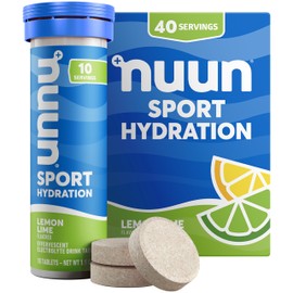 Nuun Nuun Sport Electrolyte Tablets with Magnesium, Calcium, Potassium, Chloride & Sodium, Gluten Free & Vegan, Lemon Lime, 4 Pack (40 Servings Total)