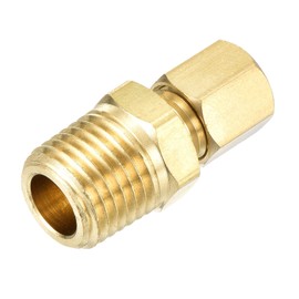 sourcing map Brass Tube Fitting, 3/16O.D x 1/4NPT Brass Flared Pipe Adapter Fittings Reducing Nipples Connector, Half Union Gas Adapter for Pipe Connections, Hydraulics, Refrigeration
