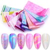 SILPECWEE 10 Rolls Aurora Nail Foil Laser Nail Transfer Foil