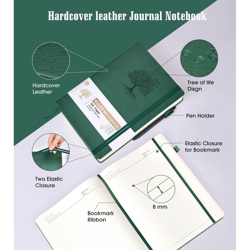 Lined Journal Notebook -365 Pages A5 Thick Journals for Writing