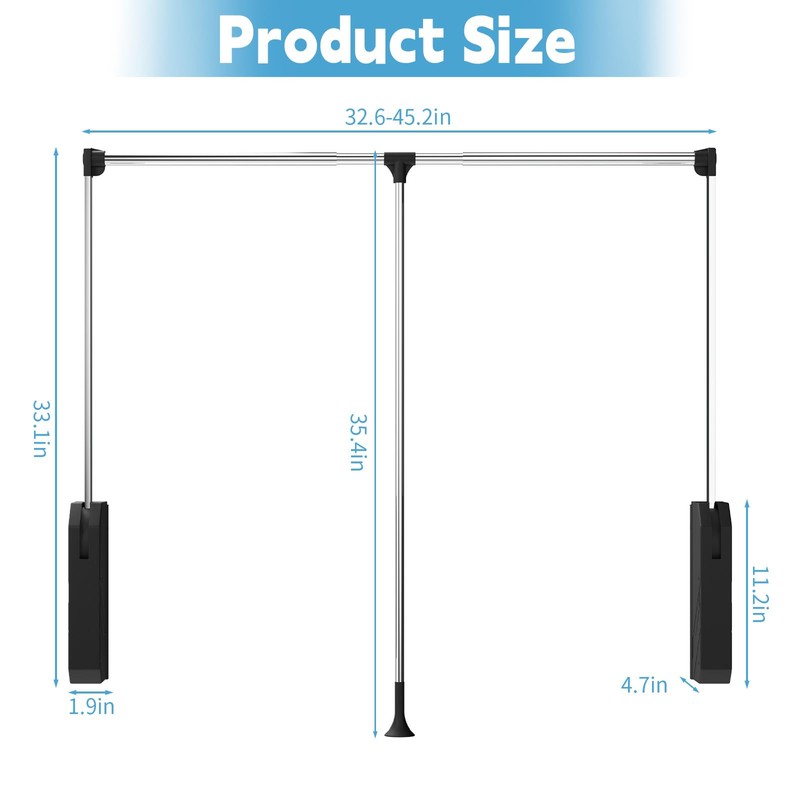 WYJREES Pull Down Closet Rod, Pull Down Clothing Rod for