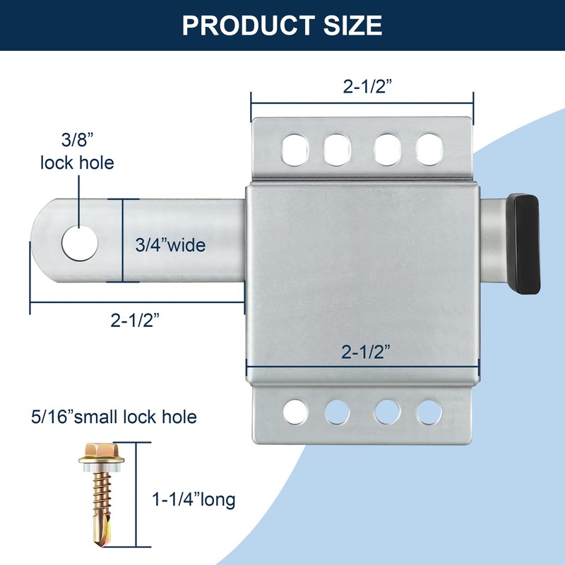 4 Pack Garage Door Side Lock with Self Tapping Screws,