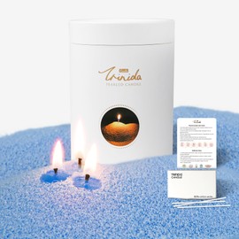 TRINIDa Pearled Candle, 13 Variants Candle Sand Long Burning, 18oz Unscented Sand Candles with 30 Wicks, Refillable Pearled Candle Wax for Candle Making (Powder Blue)
