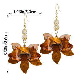 CWVHQ Bohemian Oversized Flower Drop Earrings for Women Boho Acrylic Exaggerated Layered Petal Drop Gardenia Flower Summer Hawaii Style Dangle Earrings for Women Gifts (style-1)