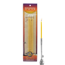 Ner Mitzvah Refills for Silver Lighter - Pack of 4 Hand Made Pure Beeswax Tzinders - Medium Size