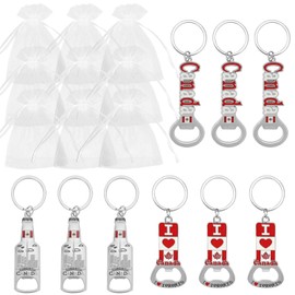 Luwrevc Canada Souvenirs, 9Pcs Canada Keychain Bottle Opener, Canadian Souvenirs Maple Leaf Flag Keyring, Souvenirs from Canada for Friends Family Anniversary Birthday Gifts