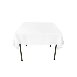 GEFEII Kitchen 54 inch Square Tablecloth Solid Polyester White Tablecloths for Wedding Party Restaurant Banquet Dining Buffet Table Picnic Decorations (Square-54x54 inch, White)