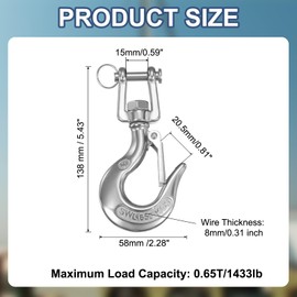 sourcing map 5/16" Clevis Slip Hook, 316 Stainless Steel Clevis Chain Grab Hook 1433lb Capacity Heavy Duty Safety Chain Hooks with Safety Latch for Trailer Truck Transport