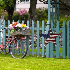 American Barn Star, Metal Patriotic Old Glory Americana Flag Barn Star Wall Decor for July of 4th Independence Day (M-Stripes)