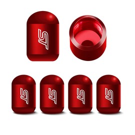 ST Car Tyre Valve Caps Universal Fit Car Boot Decoration Metal Red 4pcs
