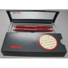 Rotring 600 Set Red Hexagonal Knurled  Ballpoint Pen & 0.7 Pencil Set New In Box