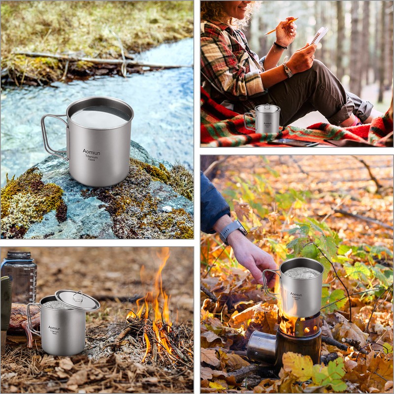 Aomiun Ultralight Titanium Cup Outdoor Portable 2PCS Cup Set 350ml