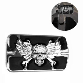 XKMT- Wing Skull Zombie Emblem Chromed Compatible With Touring Softail Brake Pedal Large Pad H-D [B013QAQPWW]